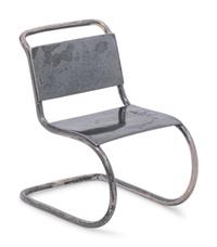 A Set of Three Silver Miniature Modernist Chairs
