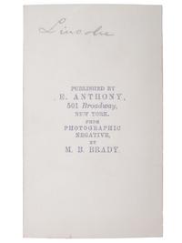 [LINCOLNIANA]. Album containing 50 CDVs of personalities from the US and abroad, featuring the Abraham Lincoln "Cooper Union" pose by Mathew Brady.