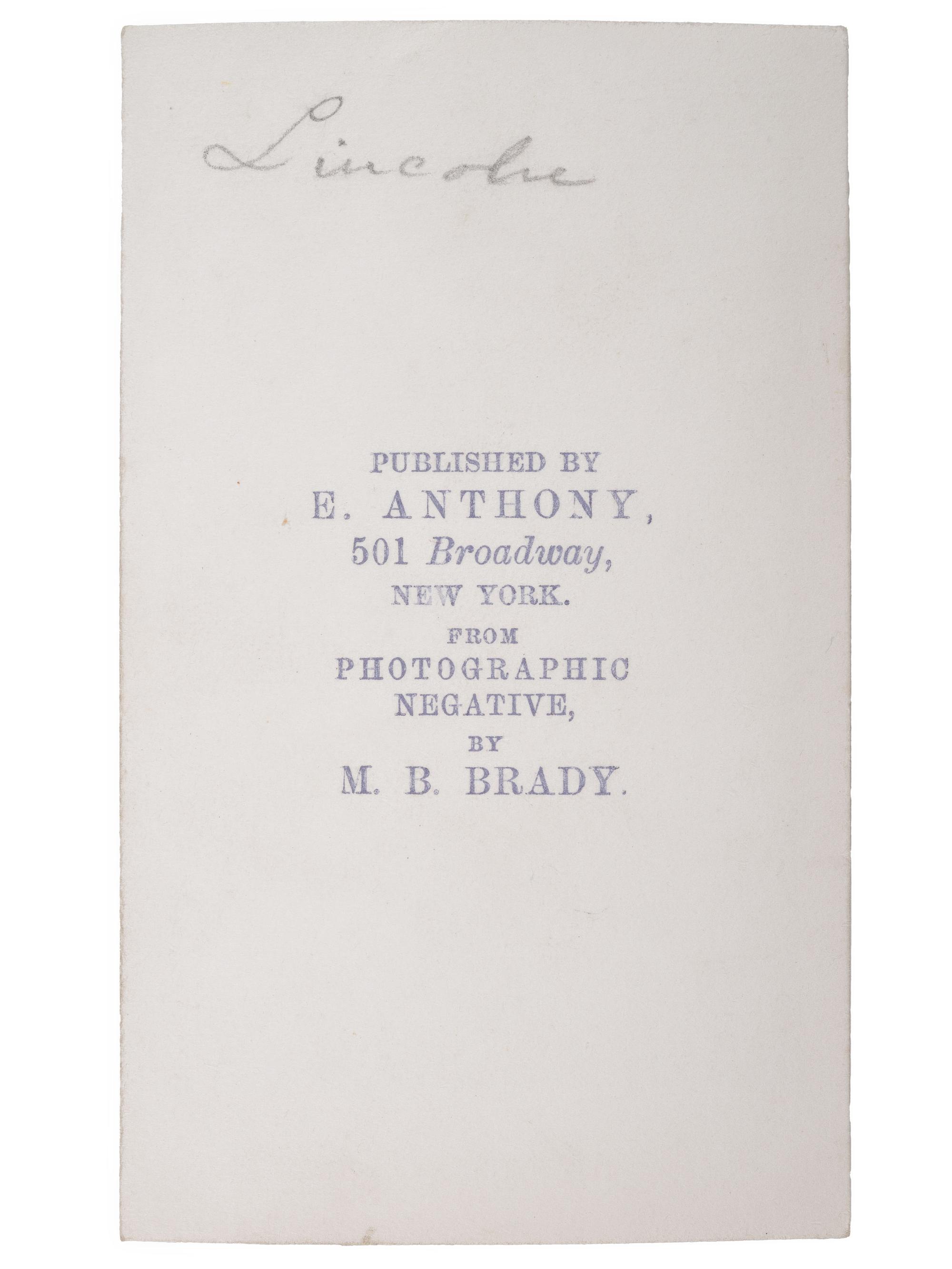 [LINCOLNIANA]. Album containing 50 CDVs of personalities from the US and abroad, featuring the Abraham Lincoln "Cooper Union" pose by Mathew Brady.