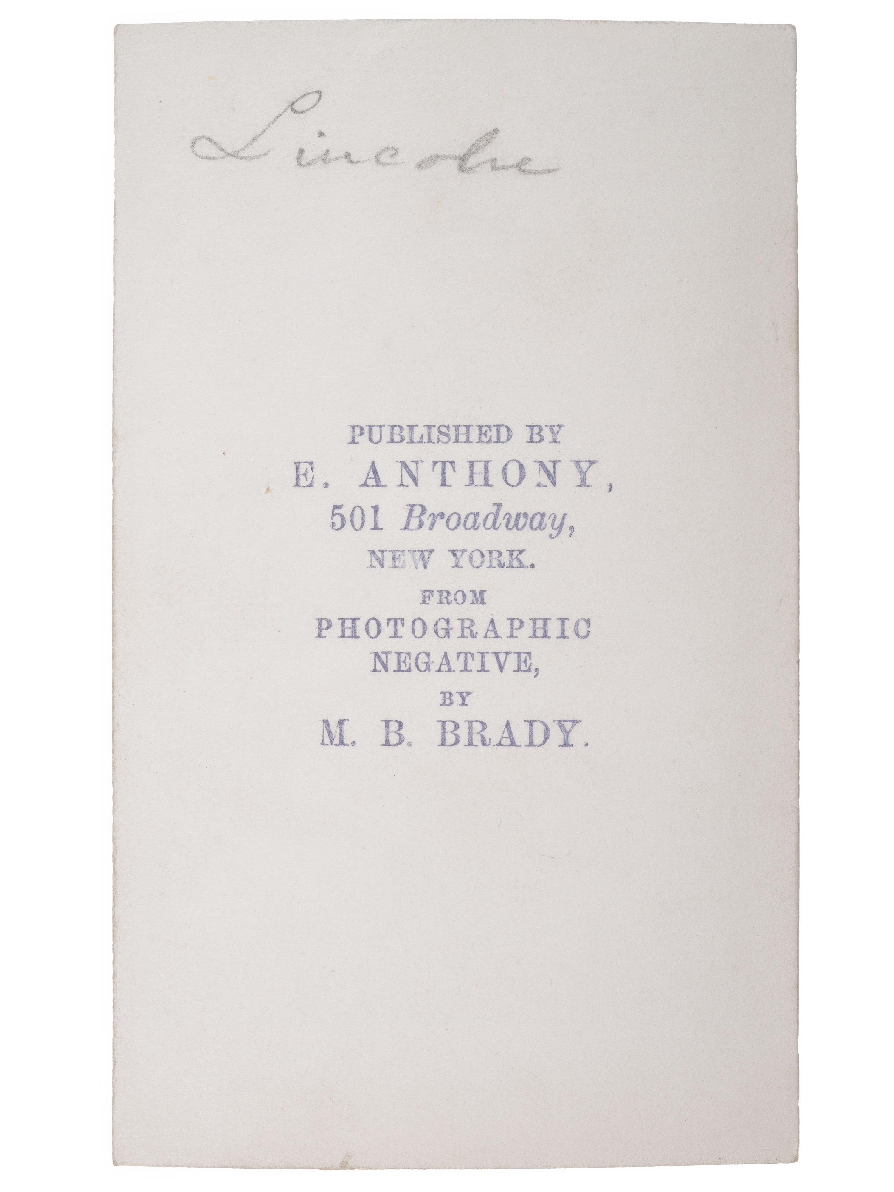 [LINCOLNIANA]. Album containing 50 CDVs of personalities from the US and abroad, featuring the Abraham Lincoln "Cooper Union" pose by Mathew Brady.