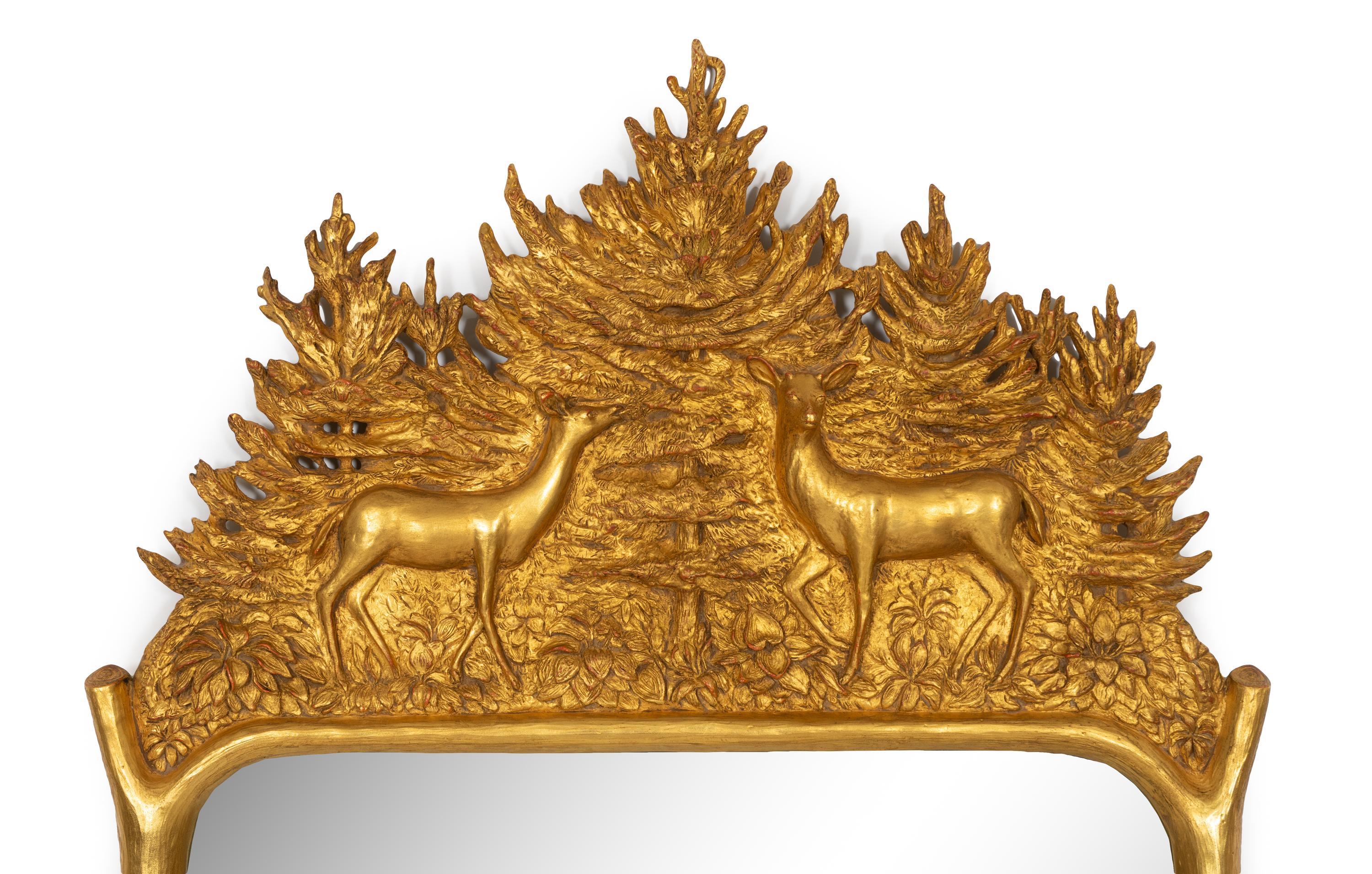 A Carver's Guild Giltwood The Deer Who Eat My Hosta Mirror