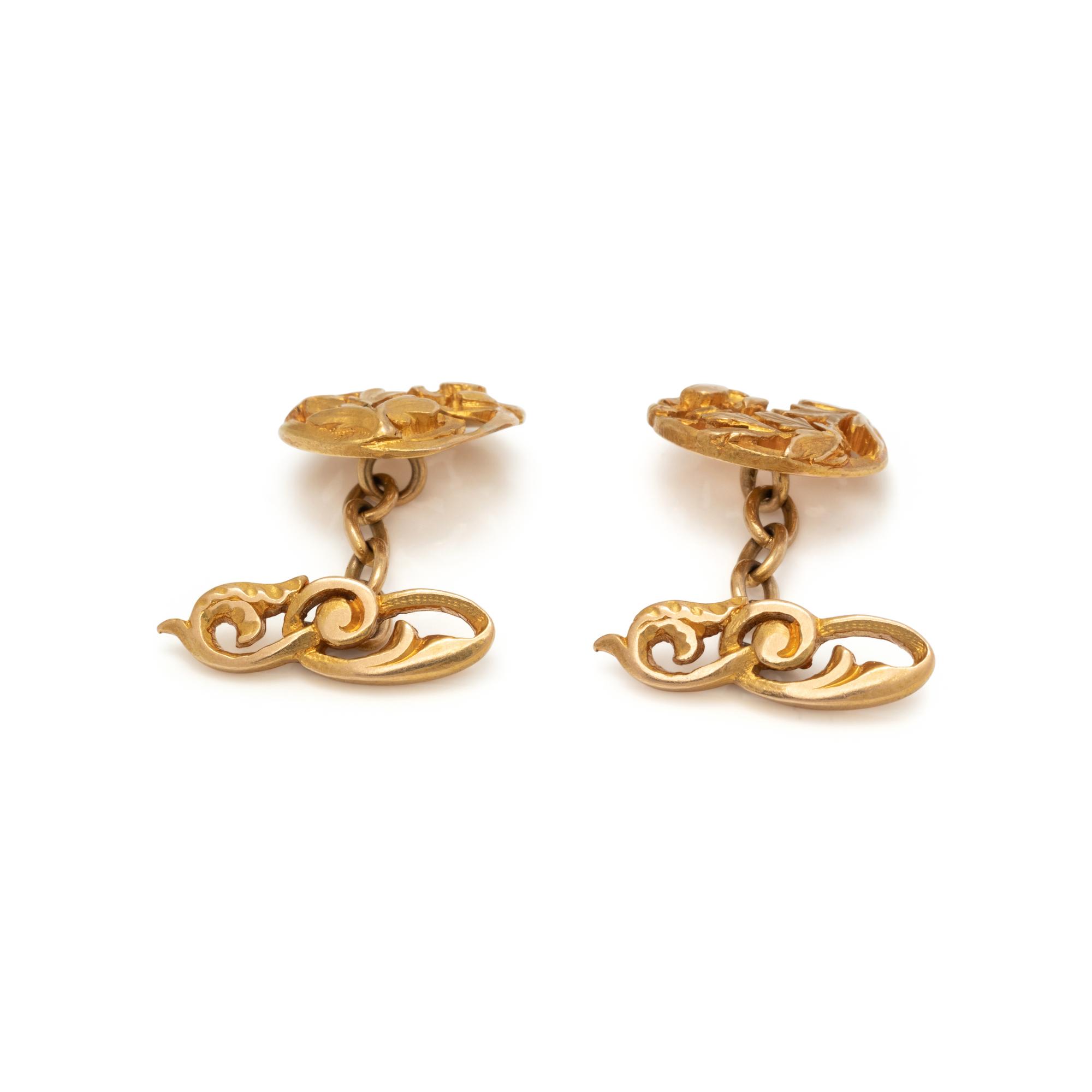 ART NOUVEAU, YELLOW GOLD CUFFLINKS