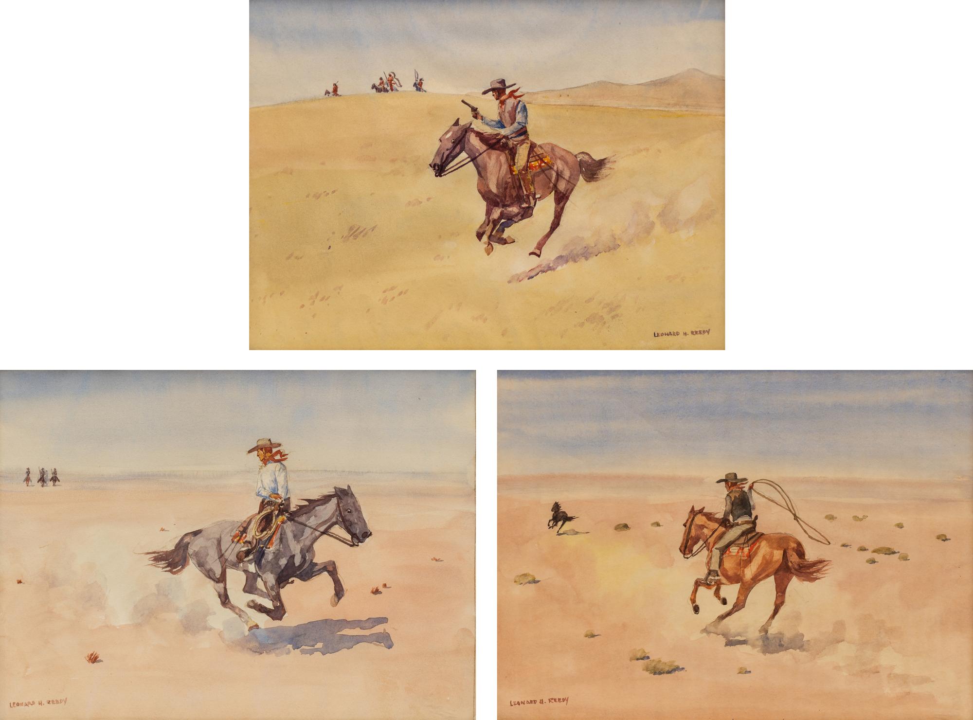 Three Works: Wild Horses Hunter , Outlaw Pursued and Attacked by the Cheyennes