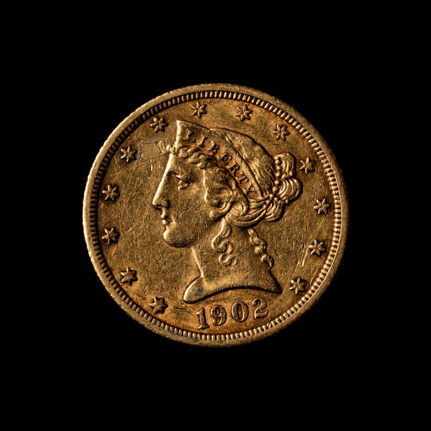 A 1902-S Liberty Head $5 Gold Coin