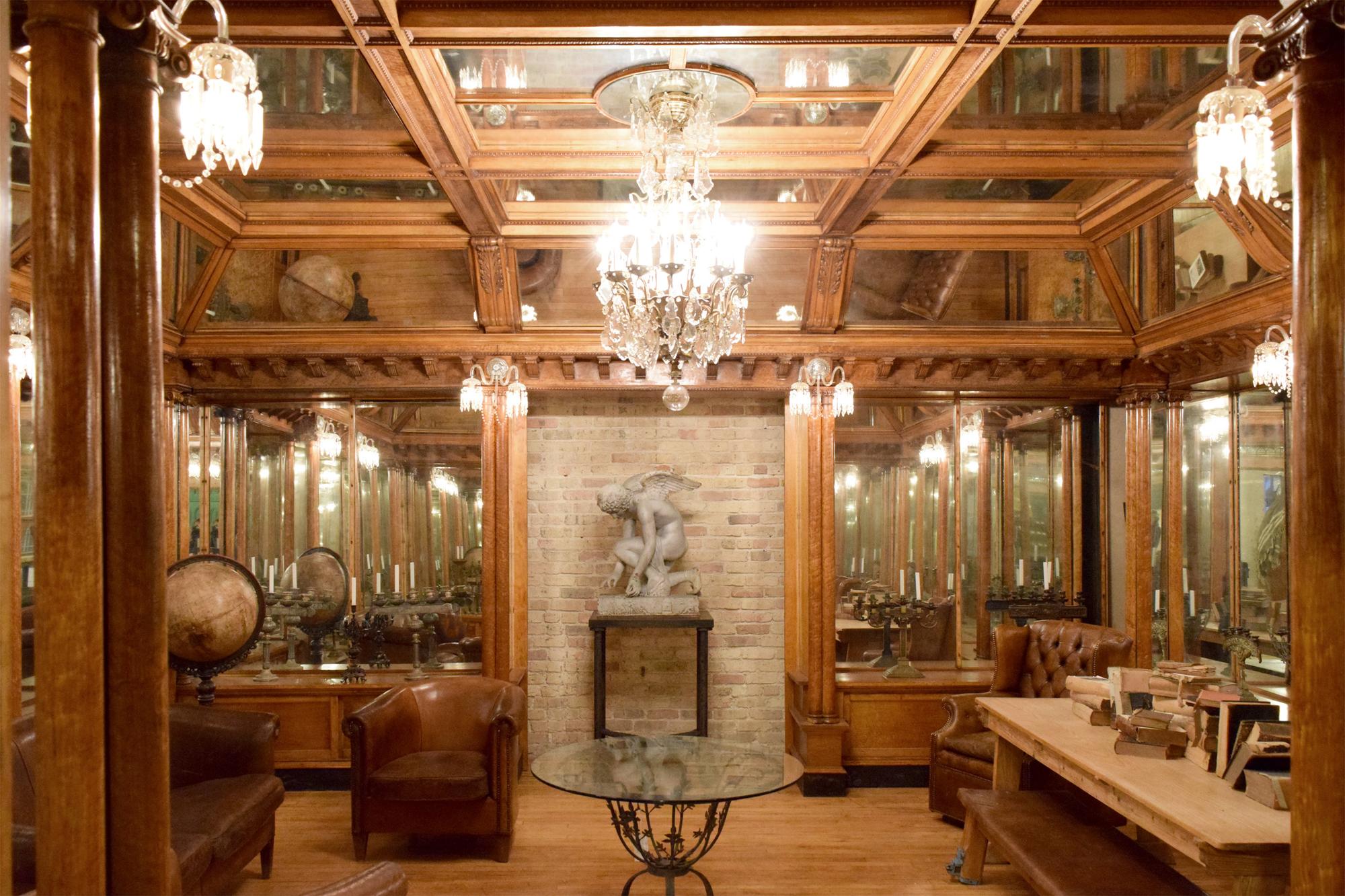A Mirror inset and Bird's Eye Maple Nashville Jewelry Store Interior 255" W x 223" D x 120.5" — United States, Circa 1913