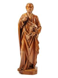 An Italian Carved Wood Figure of a Saint