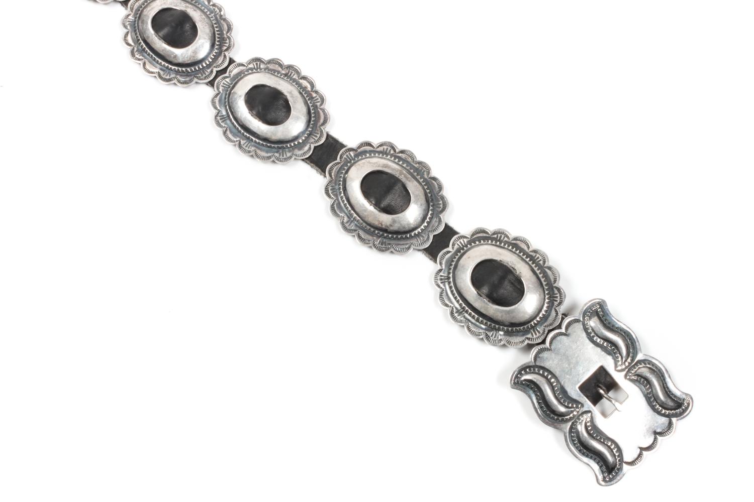 Navajo Silver and Turquoise Concho Belt Length 30 inches