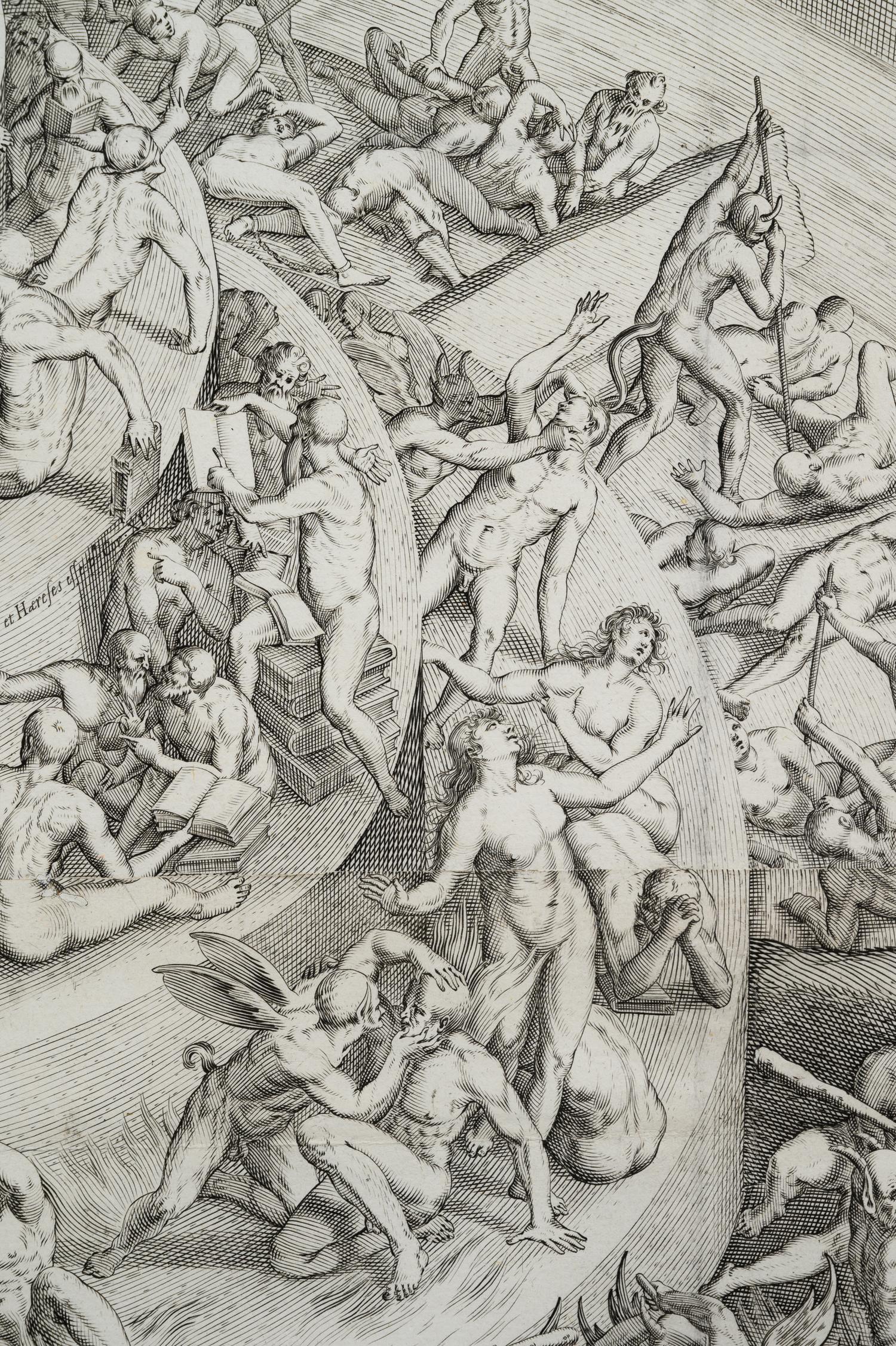 Inferno According to Dante Alighieri in "The Divine Comedy" (After a drawing by Bernardino Poccetti, 1612)
