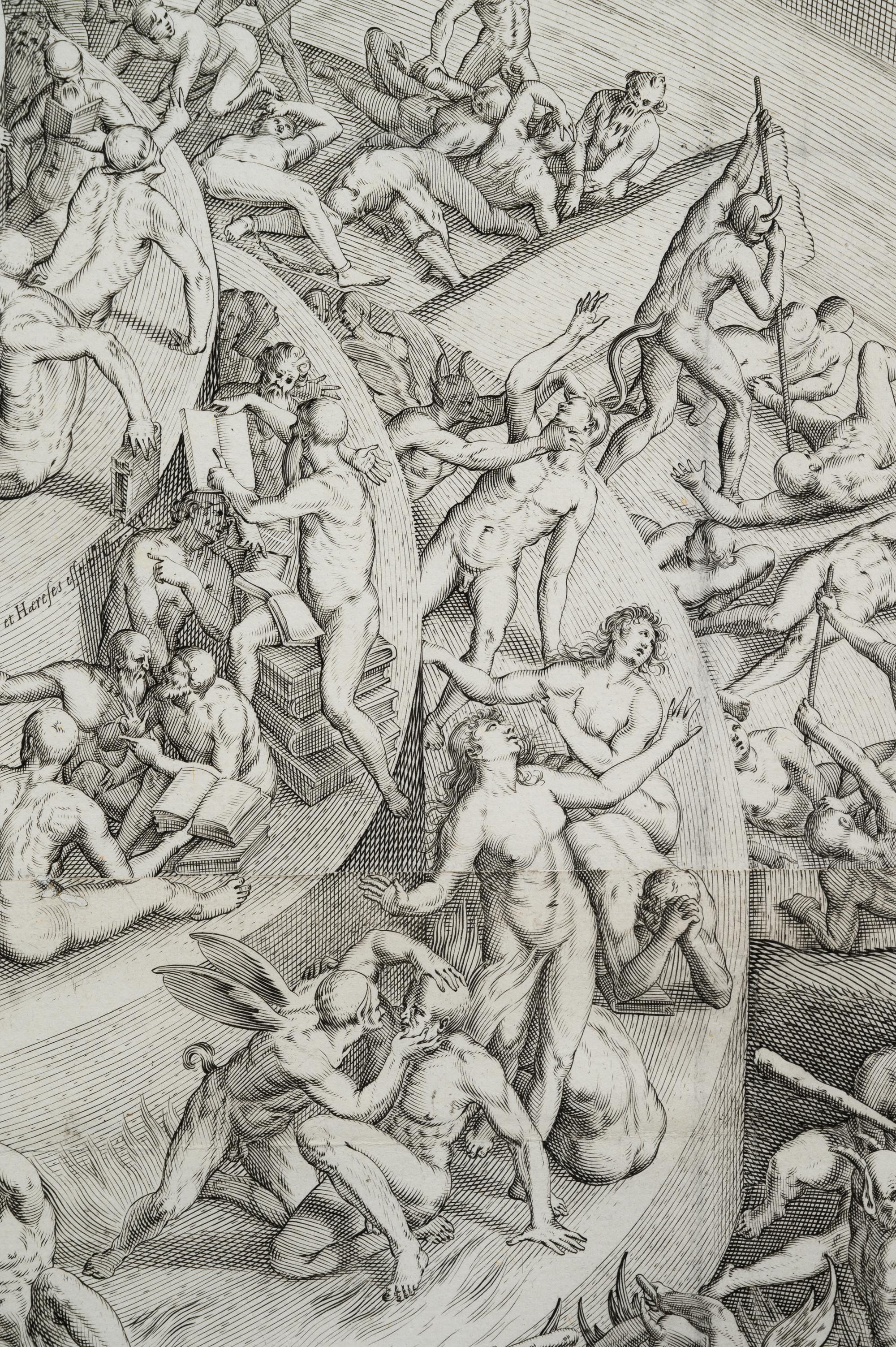 Inferno According to Dante Alighieri in "The Divine Comedy" (After a drawing by Bernardino Poccetti, 1612)