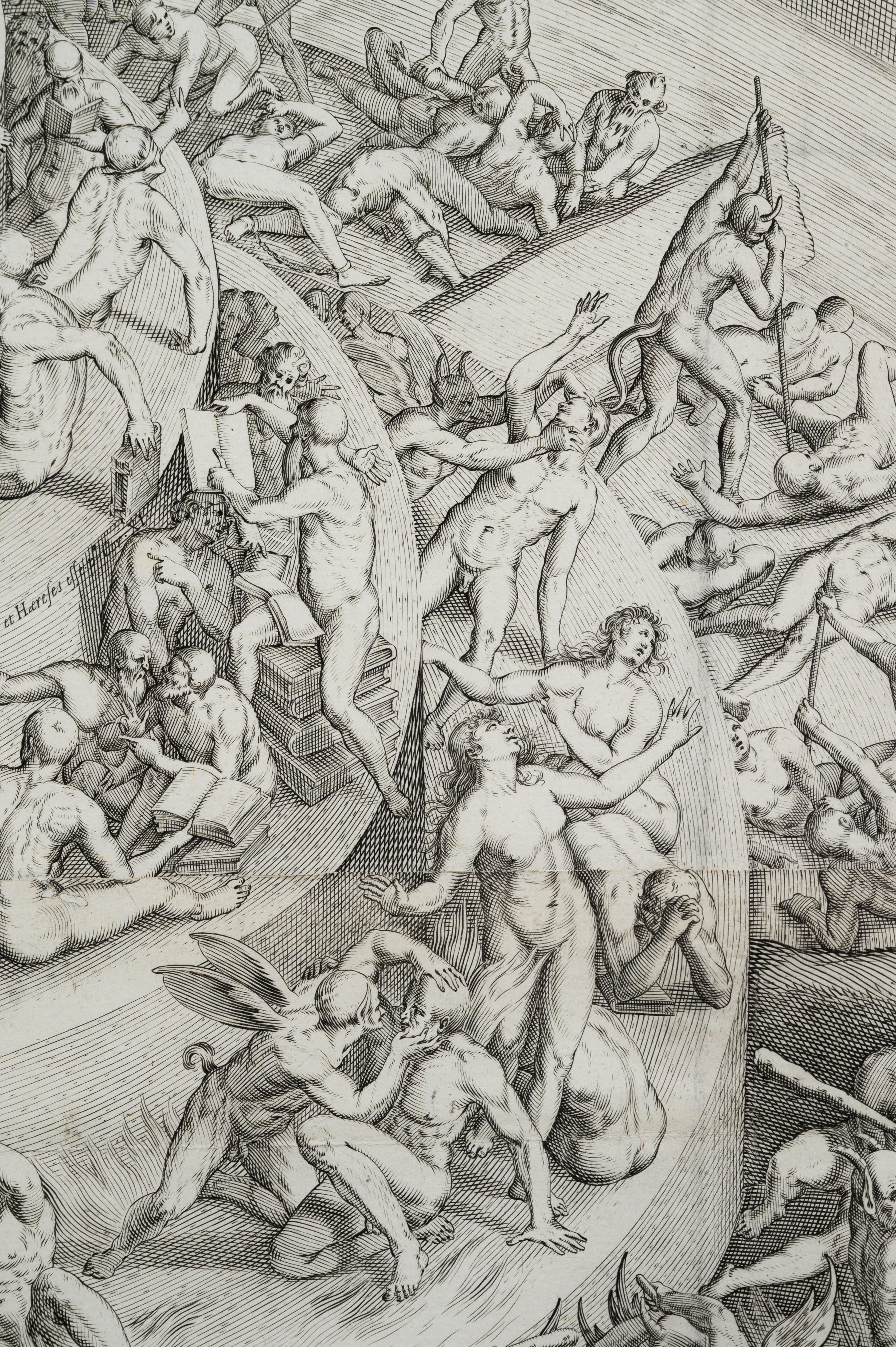 Inferno According to Dante Alighieri in "The Divine Comedy" (After a drawing by Bernardino Poccetti, 1612)