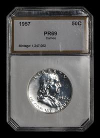 A 1957 Benjamin Franklin 50c Proof