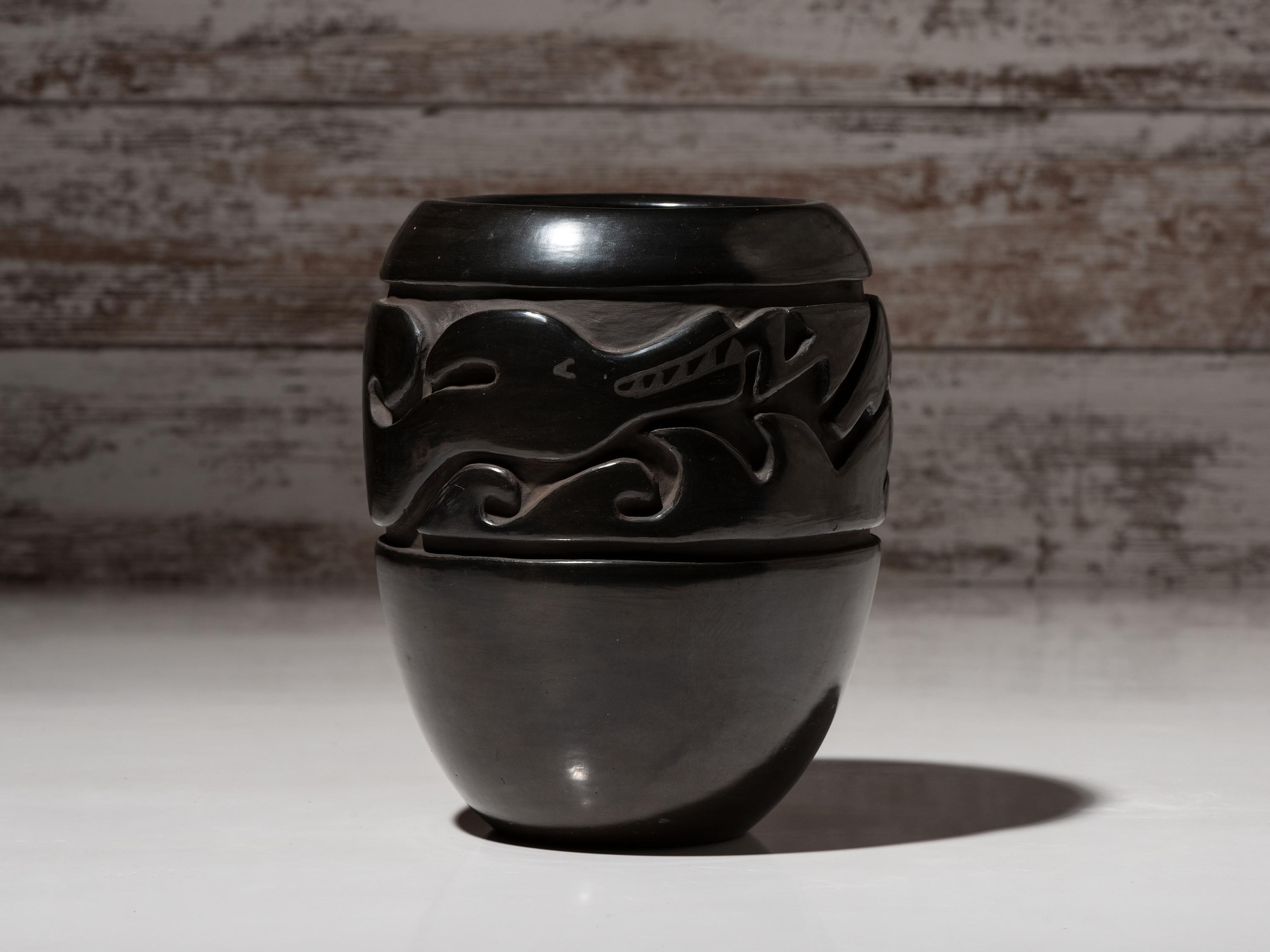 Carved Blackware Jar