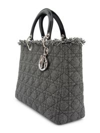 Christian Dior Gray Wool Cannage Medium Lady Dior Bag, 2011