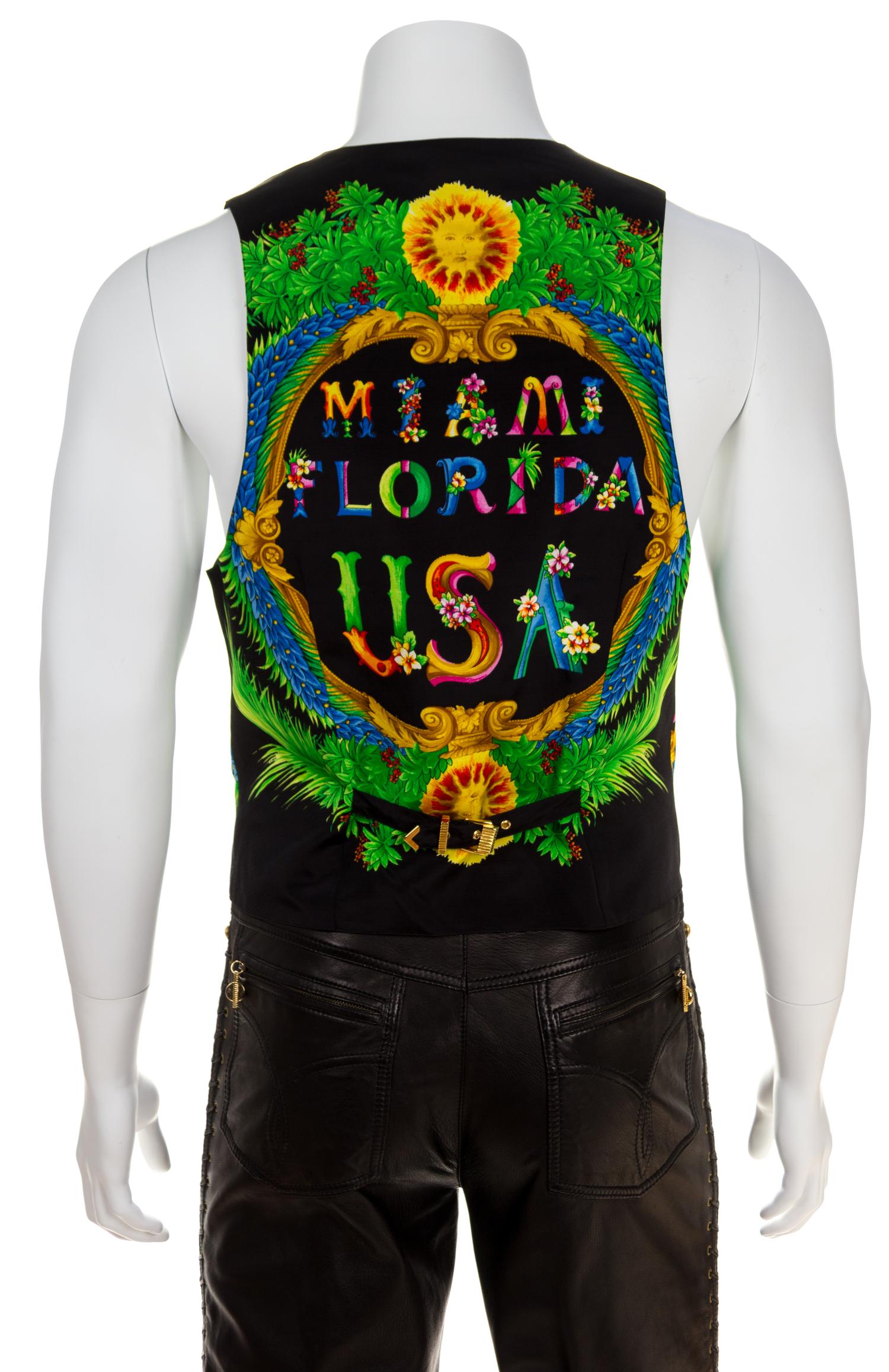 A Gianni Versace Black Rayon and Cotton Print Vest, Size 48.