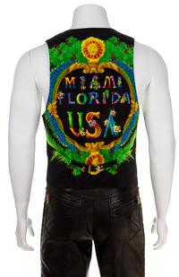A Gianni Versace Black Rayon and Cotton Print Vest, Size 48.