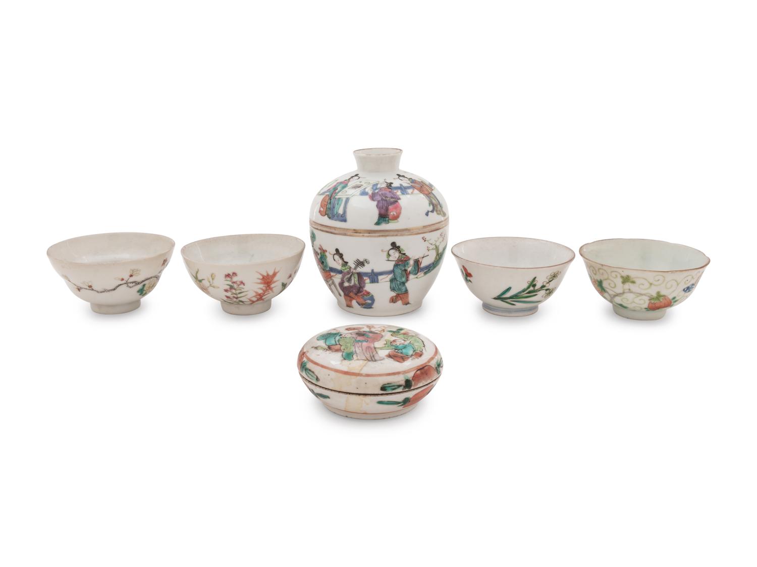 Six Famille Rose Porcelain Articles