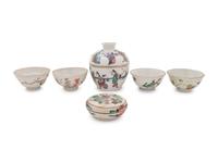 Six Famille Rose Porcelain Articles