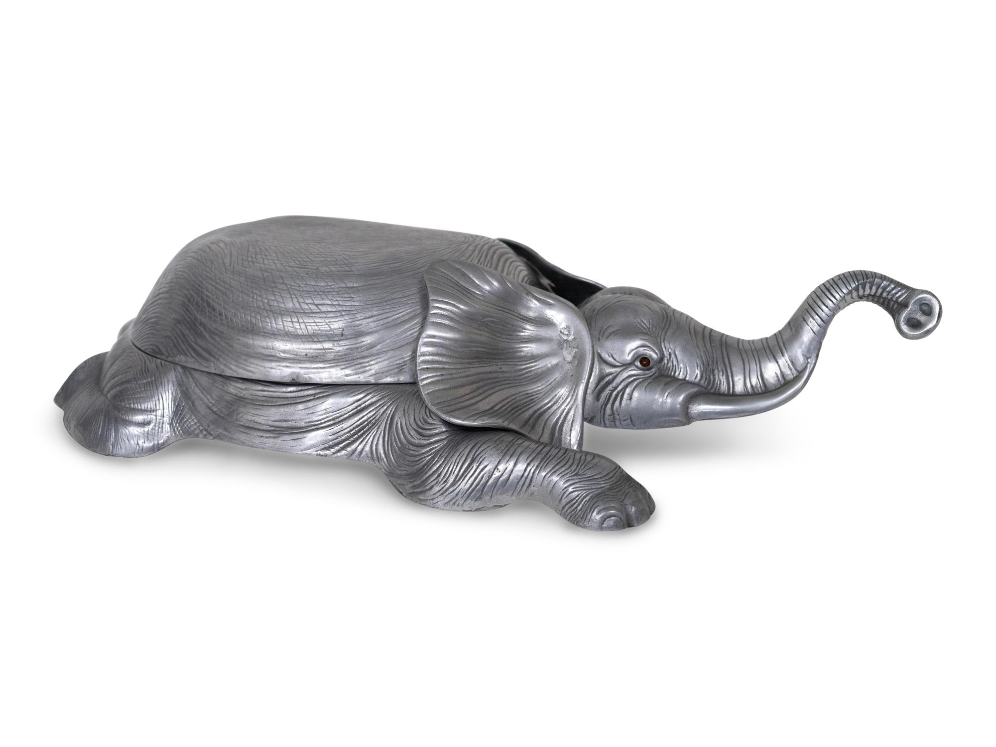 A Large Arthur Court Cast Aluminum Elephant Centerpiece and Cover