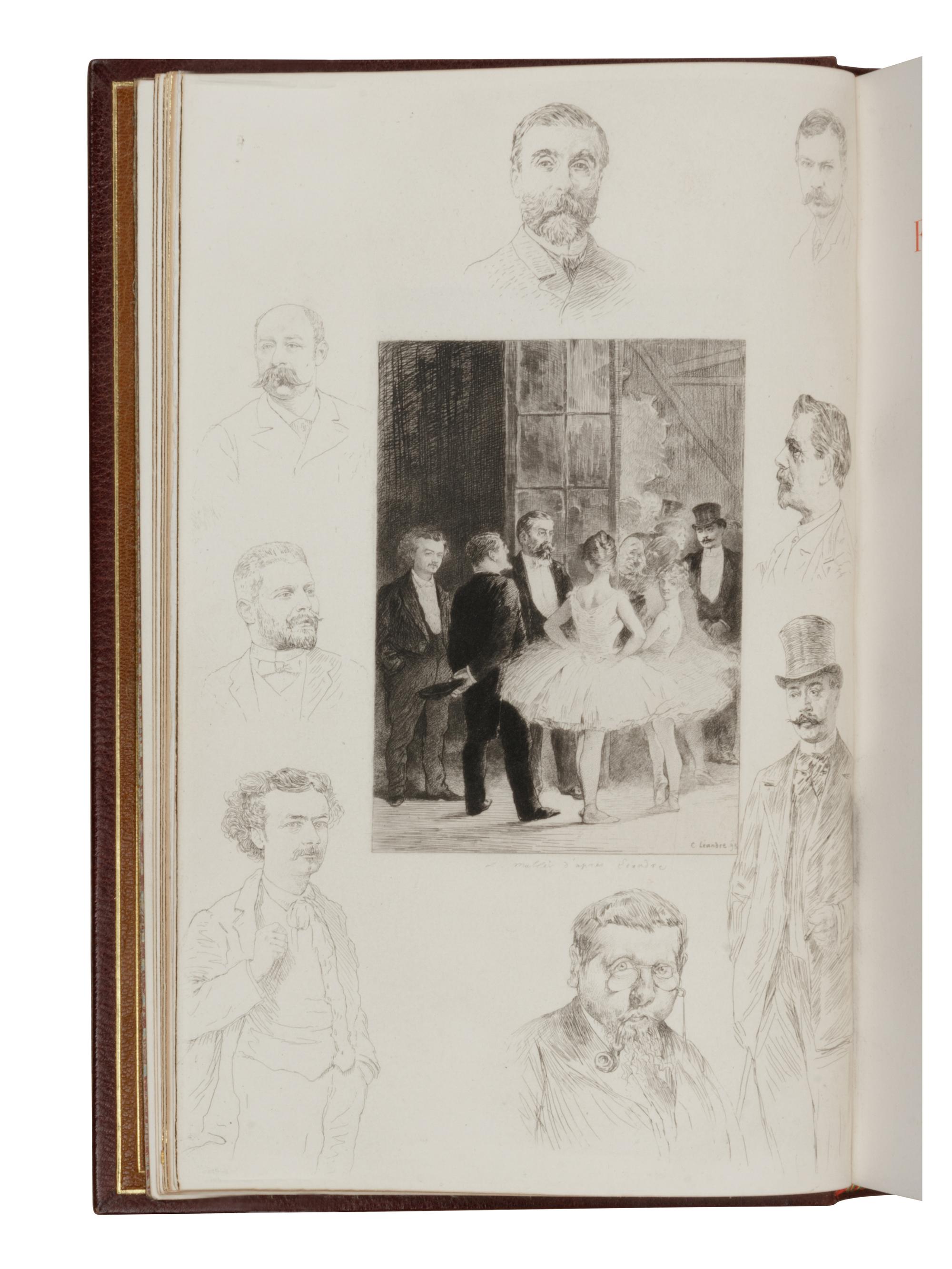 [MICHEL, Marius, binder]. LEANDRE, Charles (1862-1934), illustrator. HALÉVY, Ludovic (1834-1908). La Famille Cardinal . Paris: Émile Testard, 1893.
