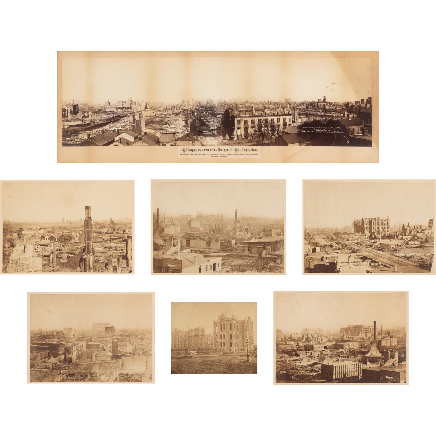 [Chicago Fire]. Smith, Joshua (1818-1891), photographer. Chicago, as seen after the great Conflagration . Washington, 1871.
