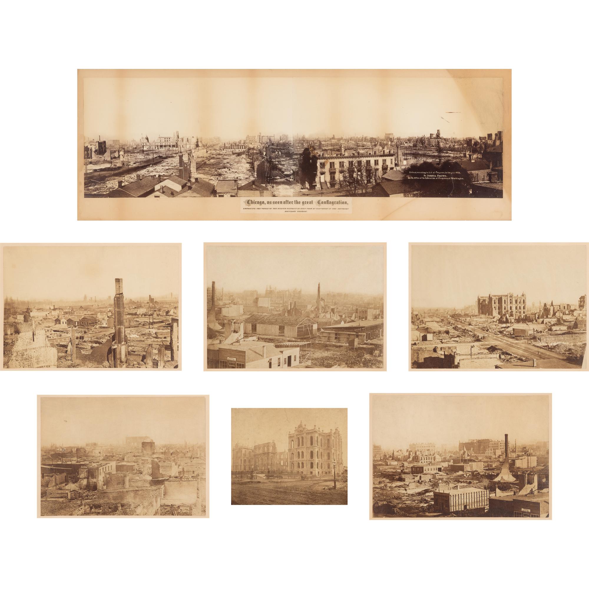 [Chicago Fire]. Smith, Joshua (1818-1891), photographer. Chicago, as seen after the great Conflagration . Washington, 1871.