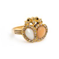 VICTORIAN, CORAL, PEARL, AND DIAMOND RING
