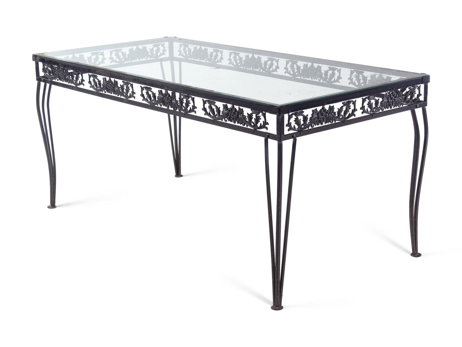 A Metal Garden Dining Table and Six Chairs