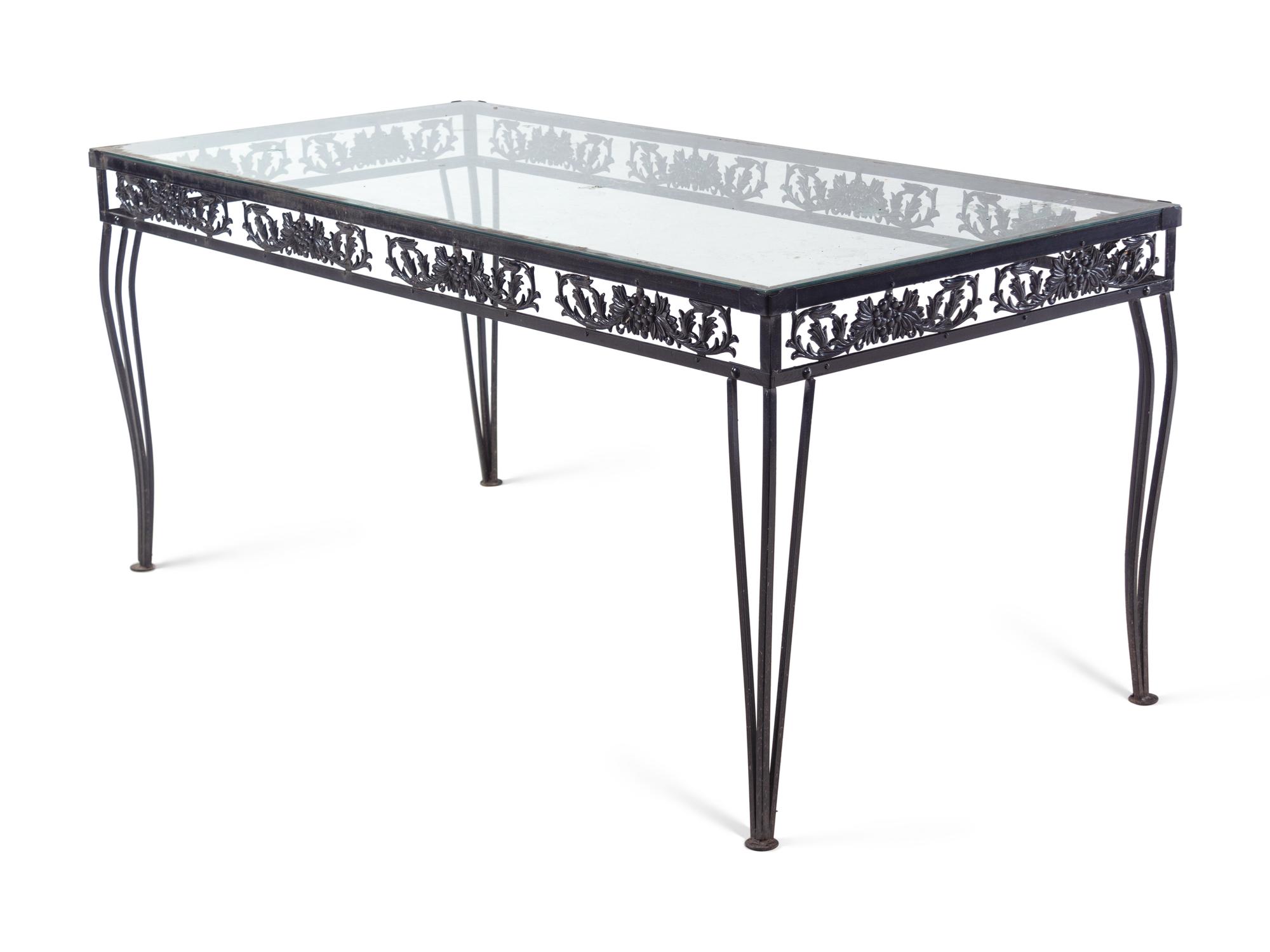 A Metal Garden Dining Table and Six Chairs