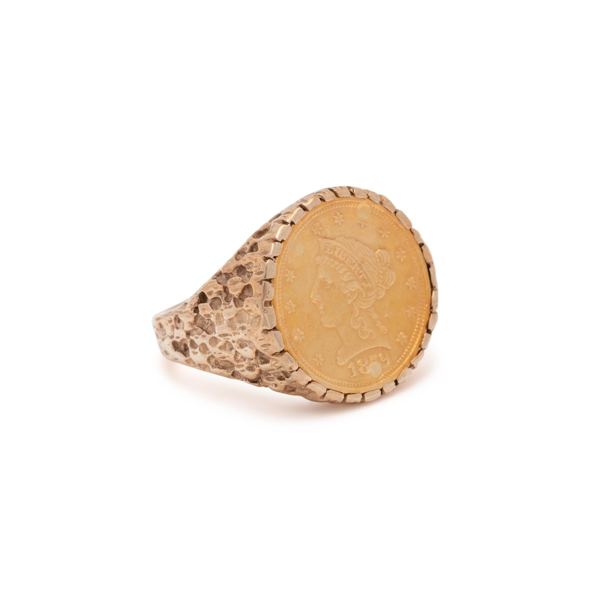 YELLOW GOLD COIN RING