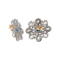 BLUE TOPAZ, MOONSTONE AND DIAMOND EARRINGS