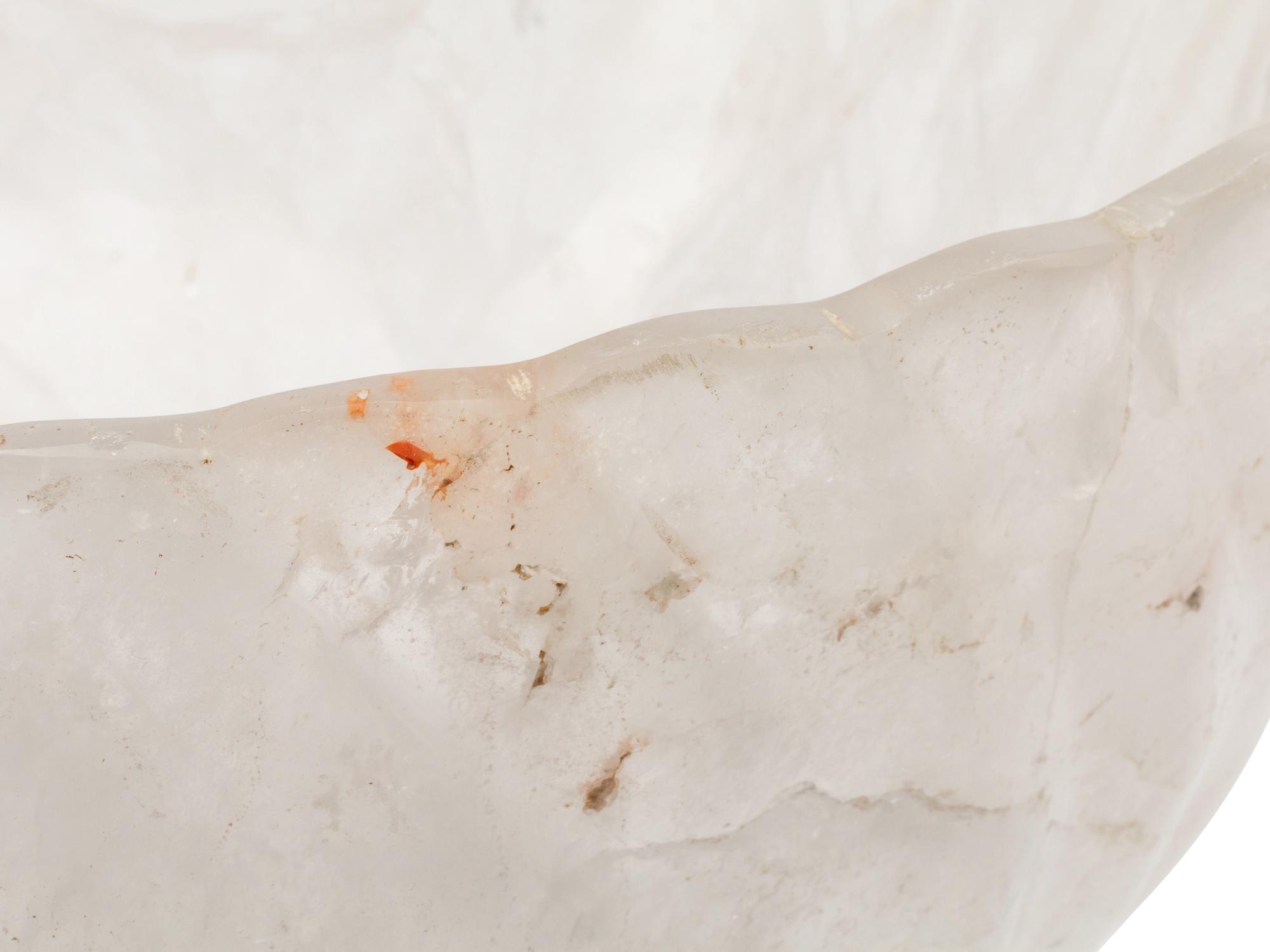 A Large Rock Crystal Center Bowl on a Painted Wood Base