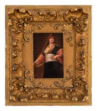A Gebrüder Heubach Painted Porcelain Plaque after Friedrich Paul Thumann (German, 1834-1908)