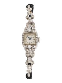 HAMILTON, PLATINUM AND DIAMOND WATCH