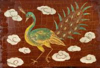 A Chinese Painted Four Panel Floor Screen