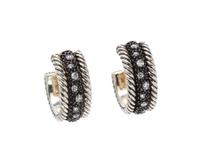 A Pair of Sterling Silver and Diamond "Midnight Mélange" Hoop Earclips, David Yurman, 6.10 dwts.