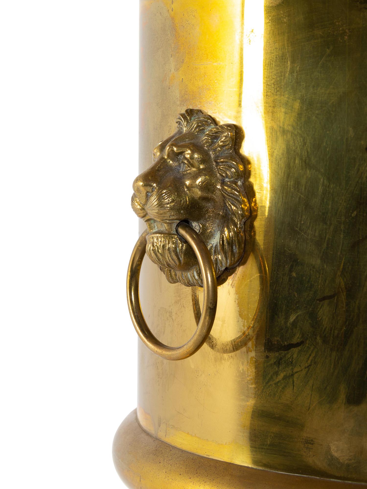 A Large English Brass Jardinière on Stand