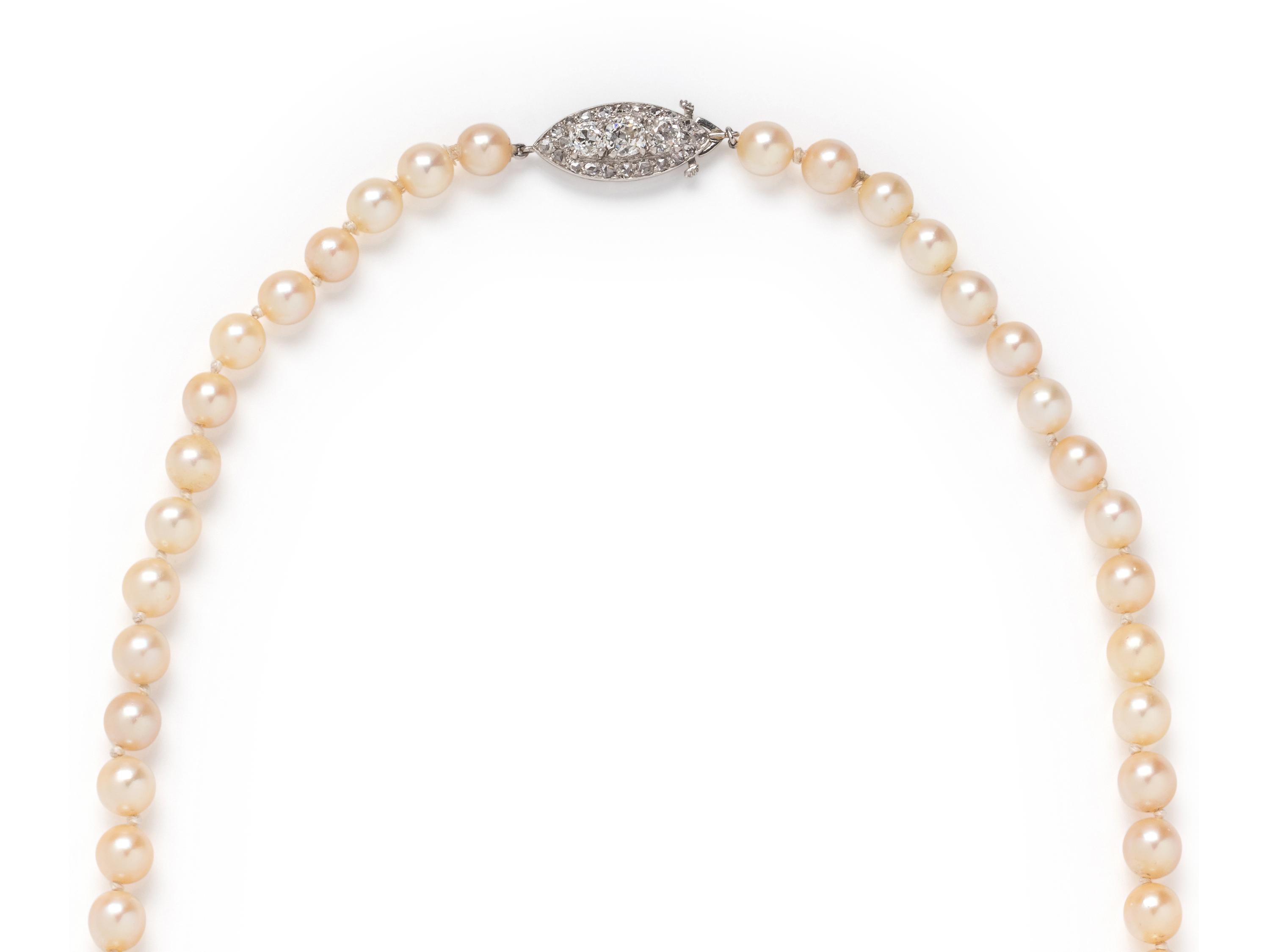 ANTIQUE, CULTURED PEARL AND DIAMOND NECKLACE