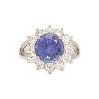 Tanzanite, Diamond, and White Gold Ring