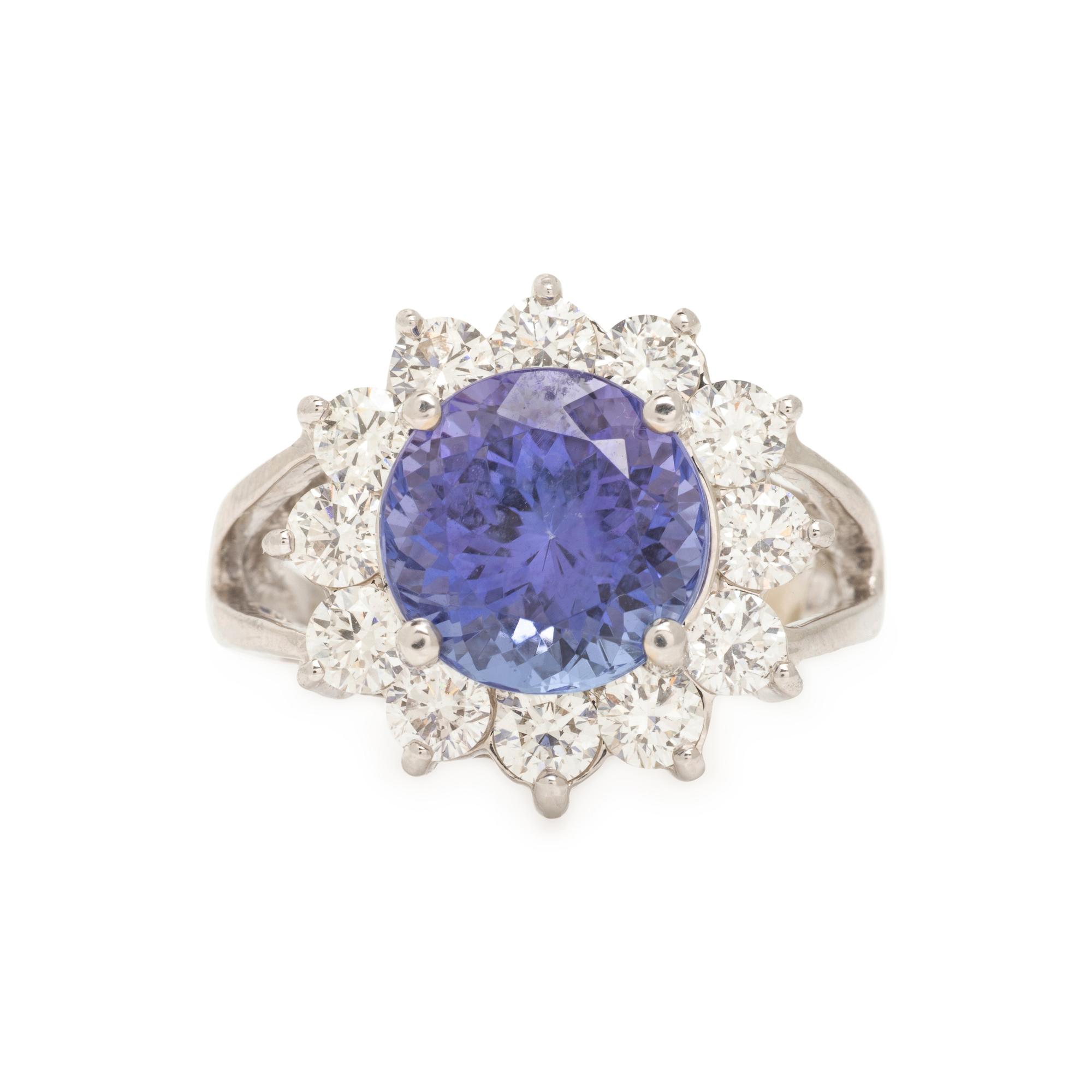 Tanzanite, Diamond, and White Gold Ring