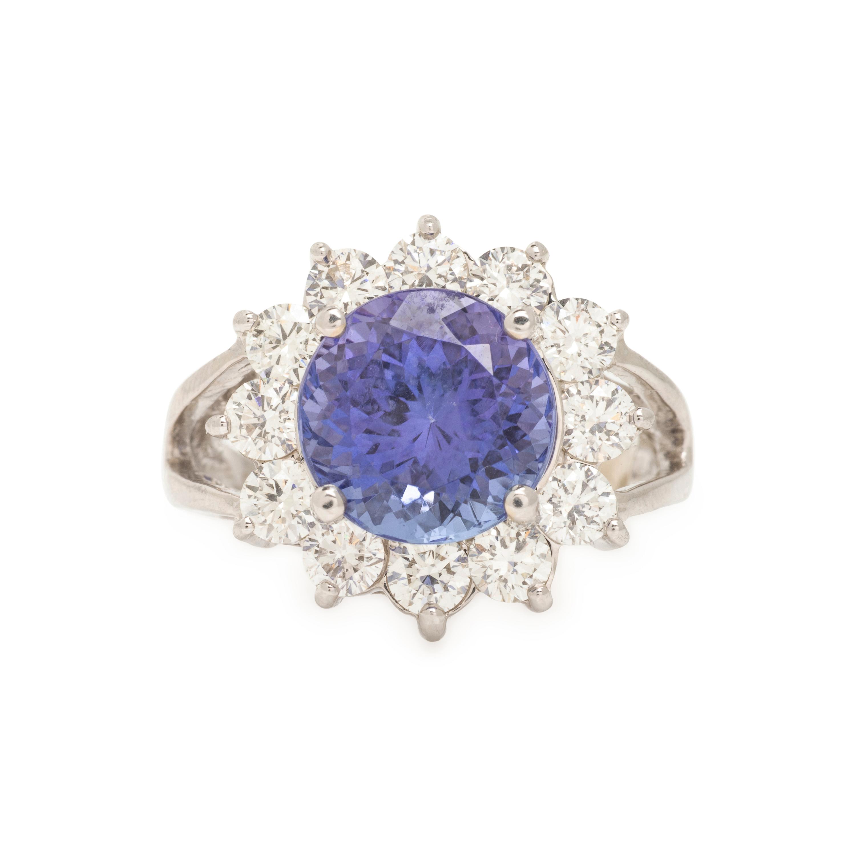 Tanzanite, Diamond, and White Gold Ring