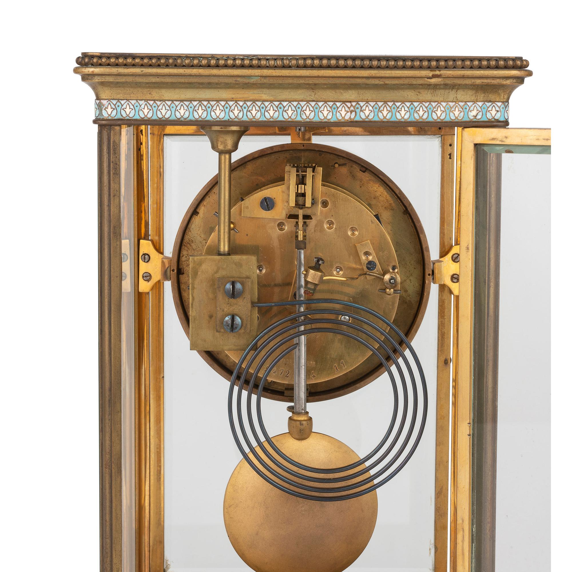 A Japy Freres Gilt Bronze and Champleve Clock