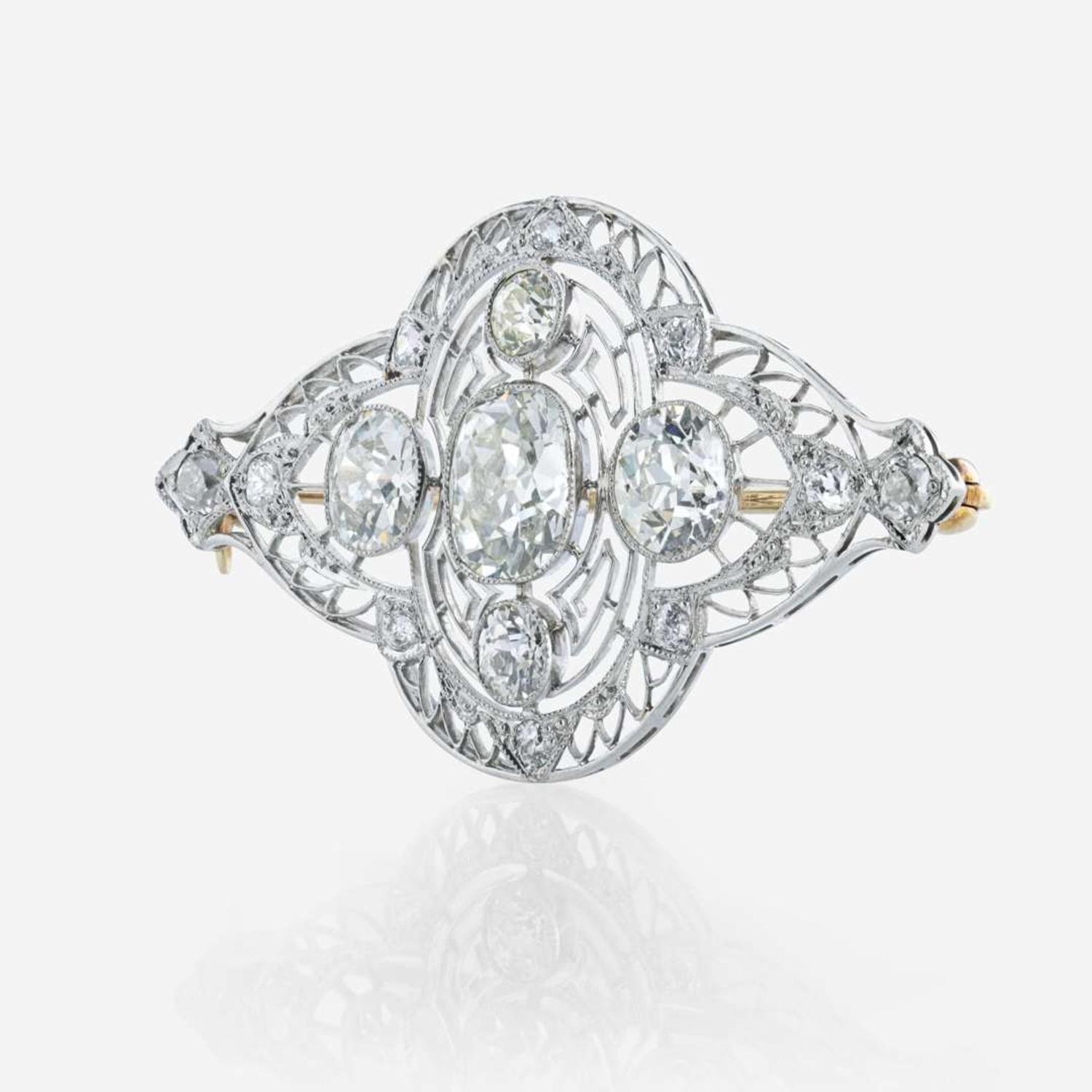 Belle Epoque diamond and platinum brooch