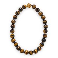 David Yurman, Tiger's Eye Quartz, Citrine, and Yellow Gold Bead Necklace