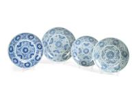 Four Chinese Blue and White Ceramic Shallow Bowls — 19TH CENTURY
