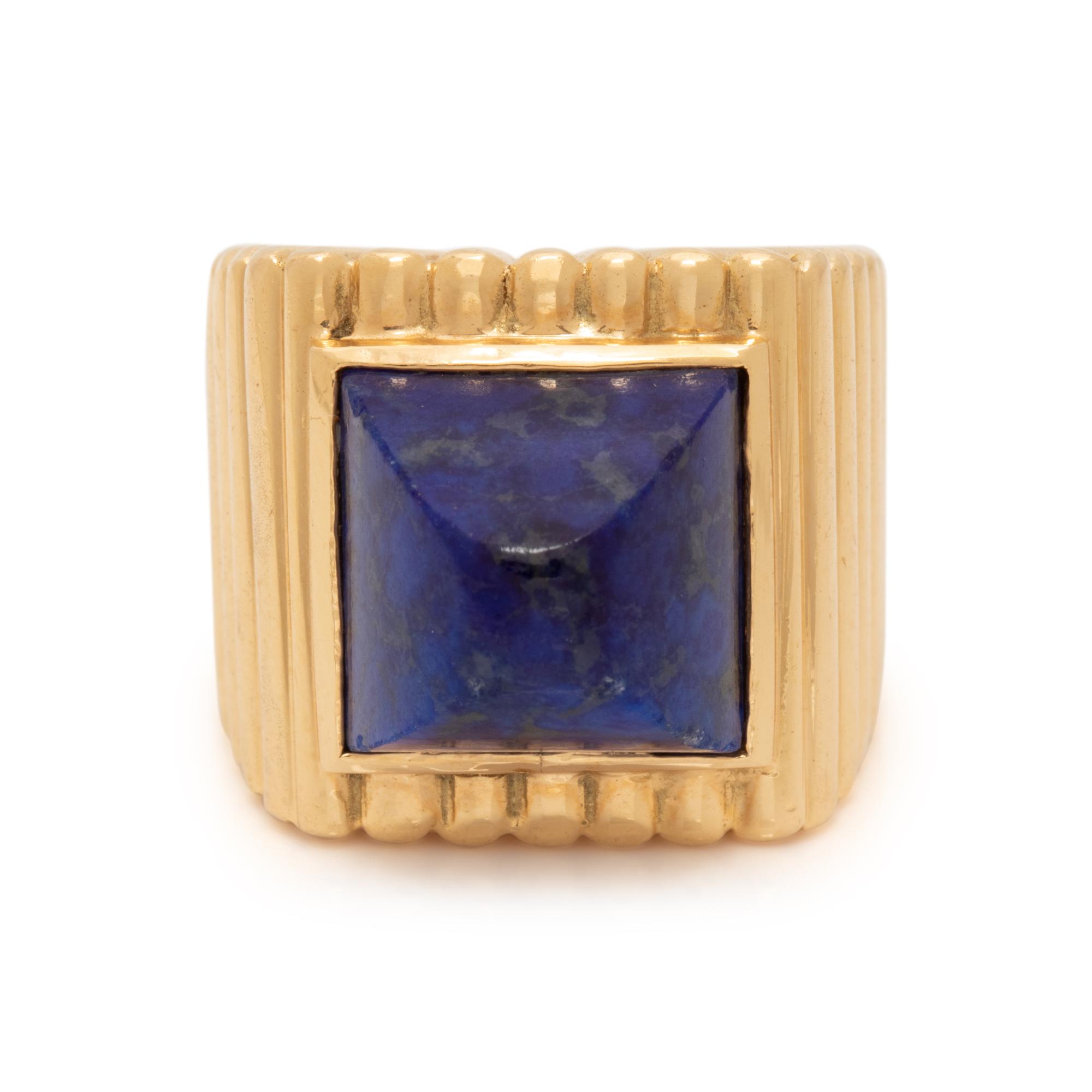 TIFFANY & CO., YELLOW GOLD AND LAPIS LAZULI RING