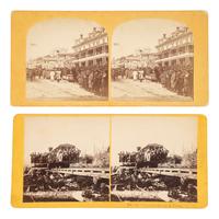 [GRANT, ULYSSES. S. (1822-1885)]. Pair of stereoviews ft. scenes related to the 1868 election.