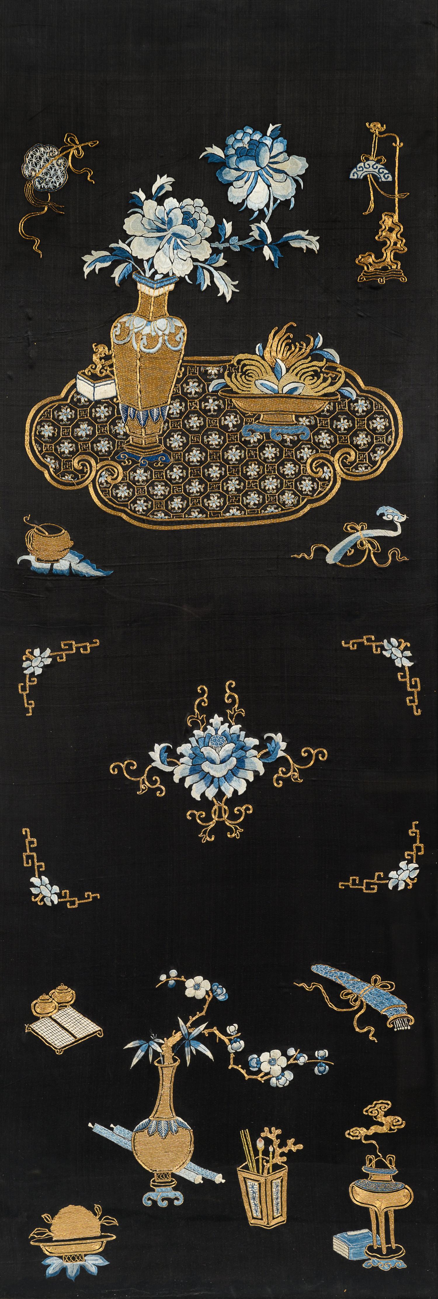 An Embroidered Silk Wall Panel