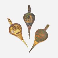 A group of three painted and decorated bellows One bearing label for Eckstein and Richardson, Philadelphia, PA, early 19th century