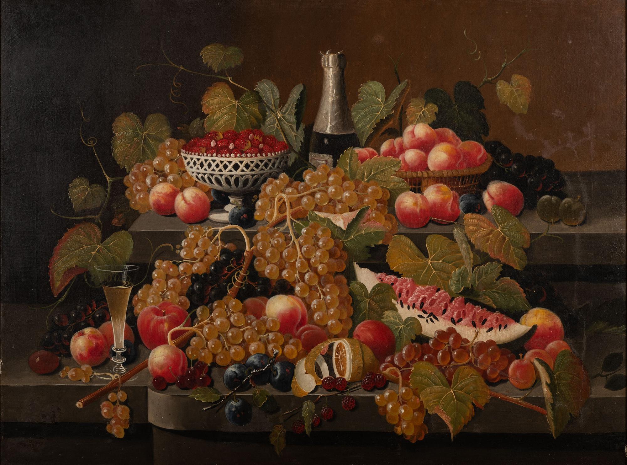 Sumptuous Still-Life with Fruit and Champagne