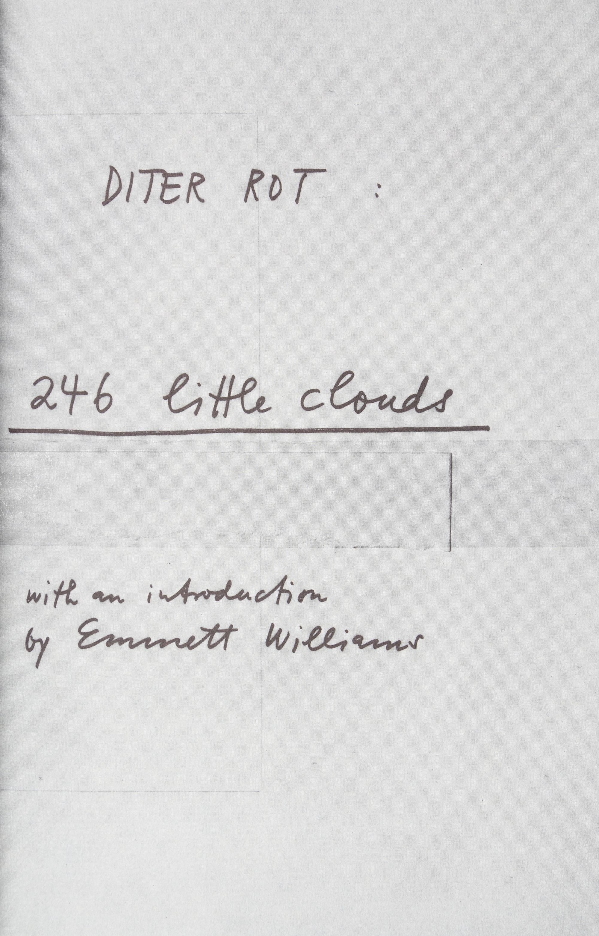 (SOMETHING ELSE PRESS) ROTH, DIETER. 246 Little Clouds. NY, 1968. First edition.